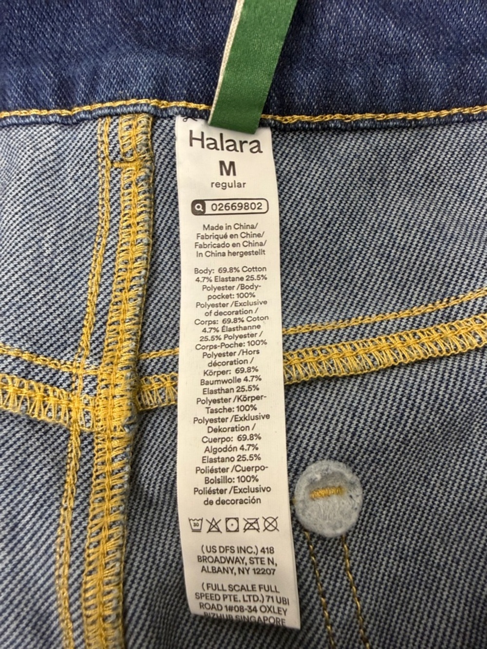 HALARA Medium Blue Denim Jeans with Yellow Stitching - Picture 4 of 5